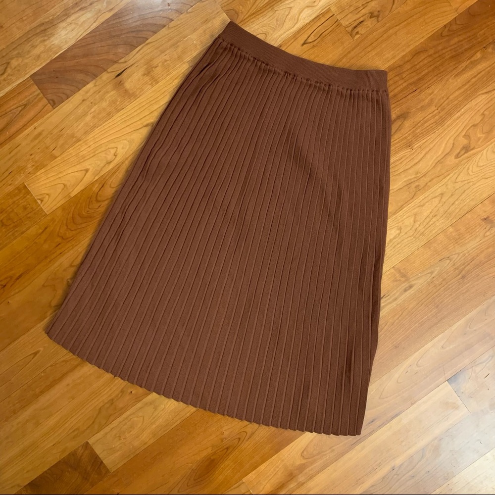 Roolee Brown Pleated Midi Skirt size Small